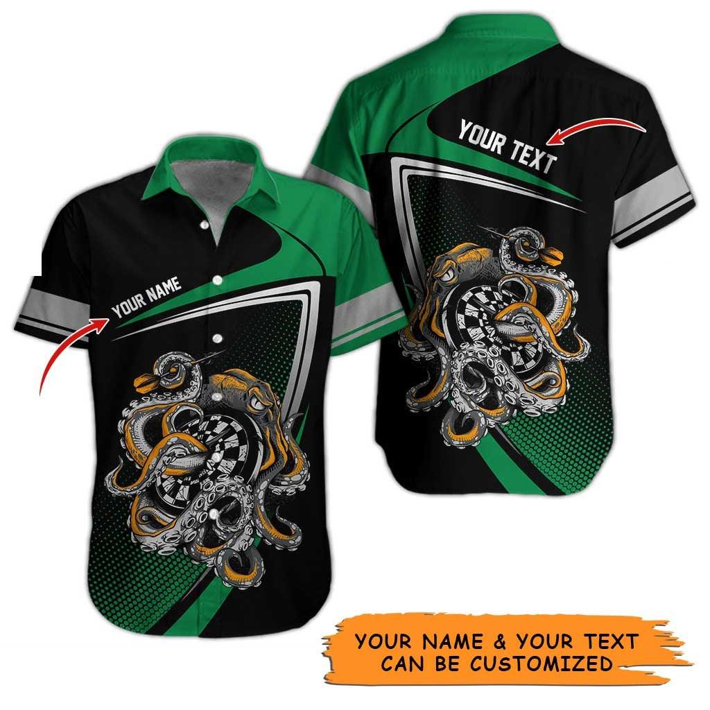 Personalized Name Darts Aloha Hawaiian Shirt - Colorful Darts Personalized Name Hawaiian Shirt, Octopus Hawaiian Shirt For Men & Women, Darts Lover - Image 3