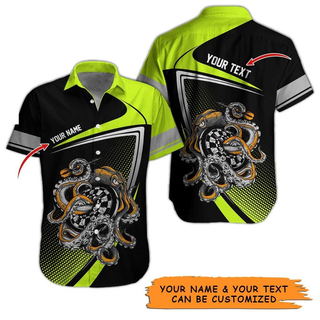 Personalized Name Darts Aloha Hawaiian Shirt - Colorful Darts Personalized Name Hawaiian Shirt, Octopus Hawaiian Shirt For Men & Women, Darts Lover - Image 4