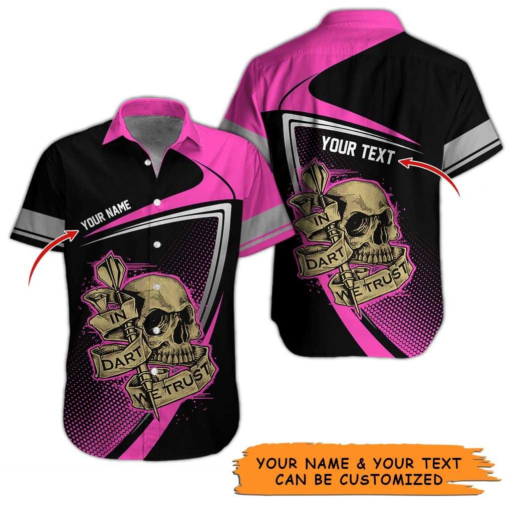 Personalized Name Darts Aloha Hawaiian Shirt - Cool Darts And Skull Pattern Personalized Name Hawaiian Shirt, Perfect Gift For Men & Women, Darts Lover - Image 2