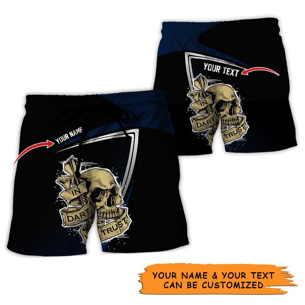 Personalized Name Darts Aloha Hawaiian Shirt - Cool Darts Pattern And Skull, In Darts We Trust Personalized Name Hawaiian Shirt For Men & Women - Image 5