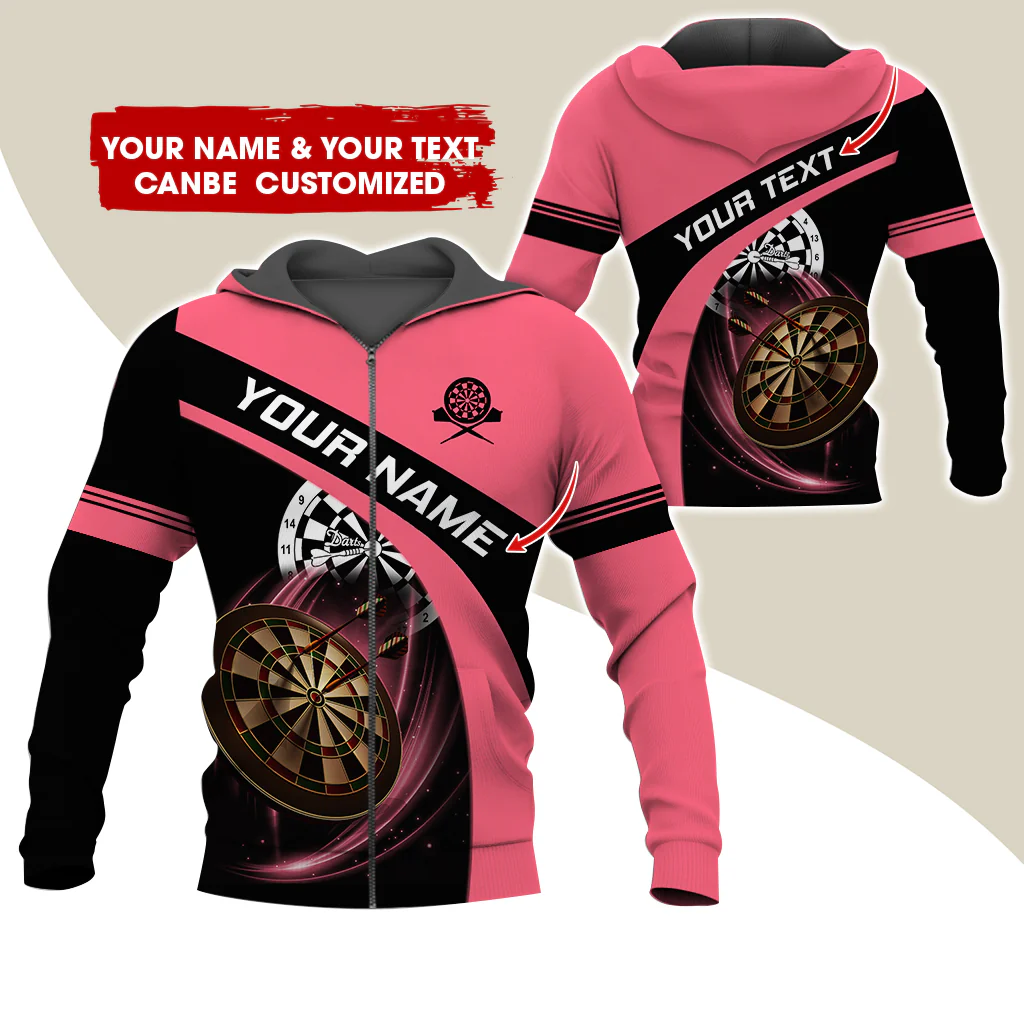 Personalized Name Darts Premium Zip Hoodie , Custom Name Dartboard Zip Hoodie For Men & Women - Gift For Darts Lovers, Darts Players - Image 6