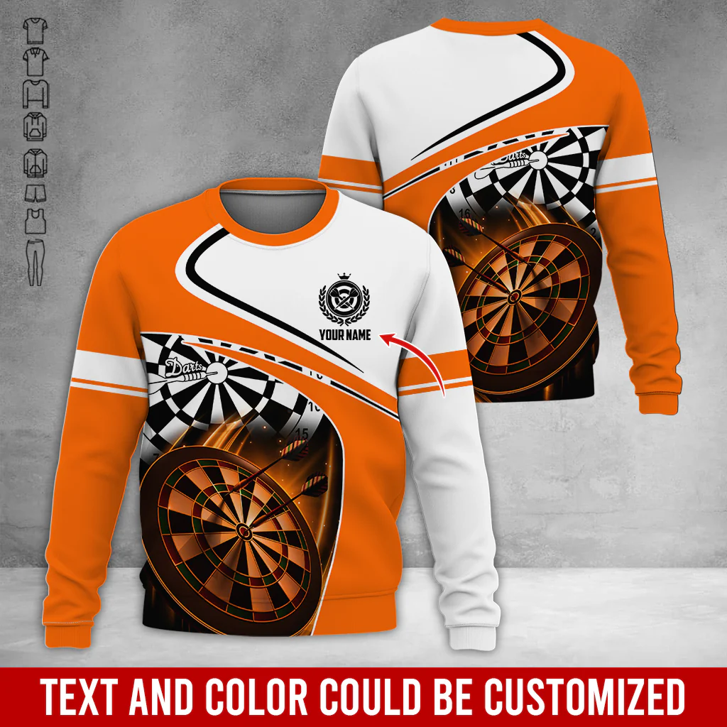 Personalized Name Darts Sweatshirt, Customized Name Darts Team Uniform Sweatshirt For Men & Women - Gift For Darts Lovers, Darts Players - Image 2