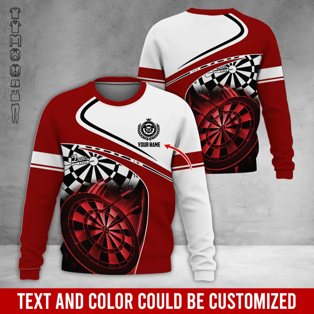 Personalized Name Darts Sweatshirt, Customized Name Darts Team Uniform Sweatshirt For Men & Women - Gift For Darts Lovers, Darts Players - Image 4