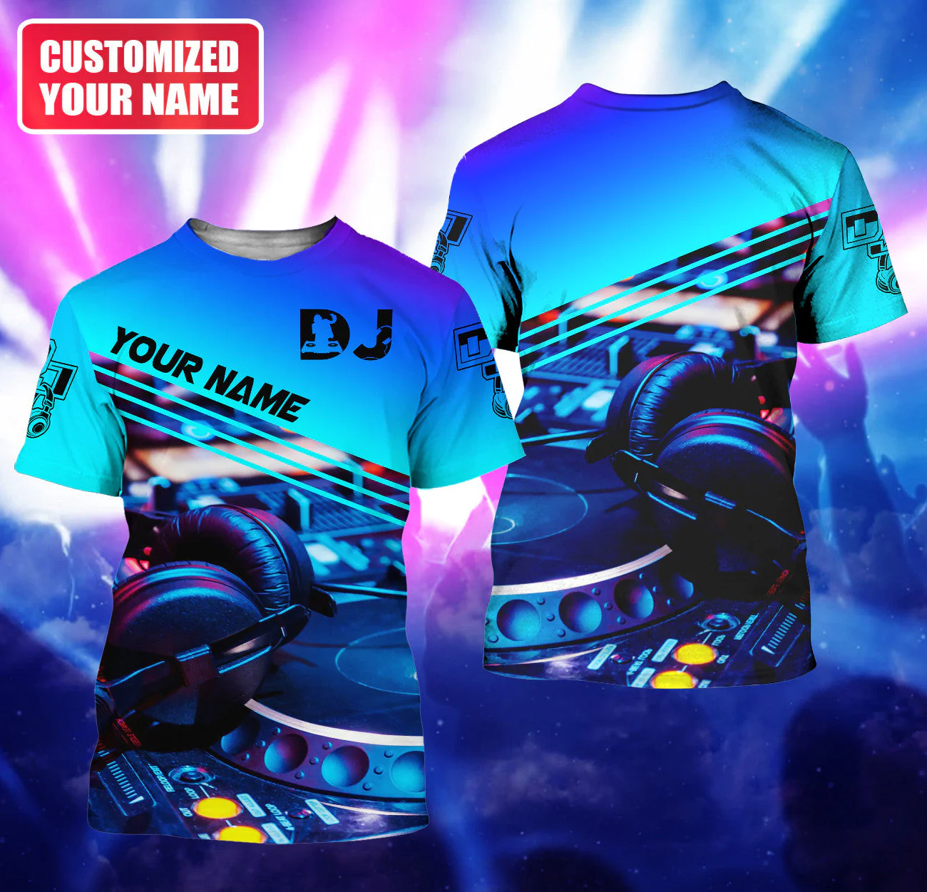Personalized Name Disc Jockey Shirts - Custom Name DJ Shirts, DJ Clothing, Deezay Blue Clothings, Perfect DJ Shirts for Men & Women - Image 3