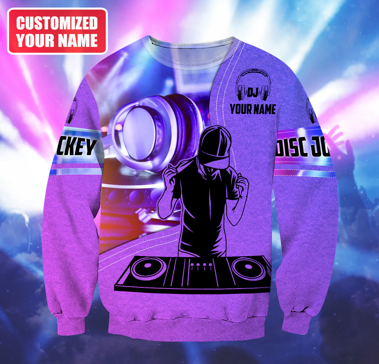Personalized Name DJ Shirts - Custom Name Disc Jockey Shirts, Modern Music Disc Purple Shirts, Perfect DJ Shirts for Men, Friends, Family - Image 7