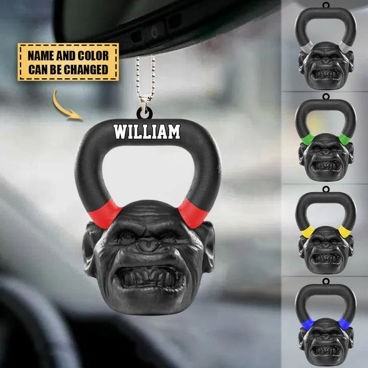 Personalized Name Gym Fitness Dumbbell Acrylic Car Hanging Ornament For Gymers - Image 2