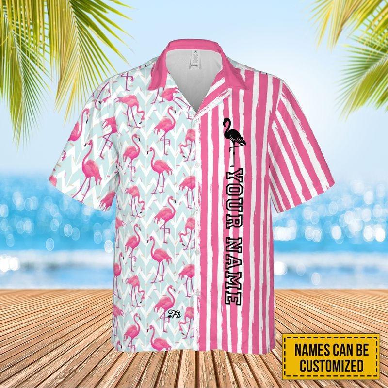 Personalized Name Pink Flamingo - Flamingo Pattern Tropical Theme Hawaiian Shirt, Flamingos Lovers Summer Vacation Hawaiian Shirt For Men & Women - Image 3