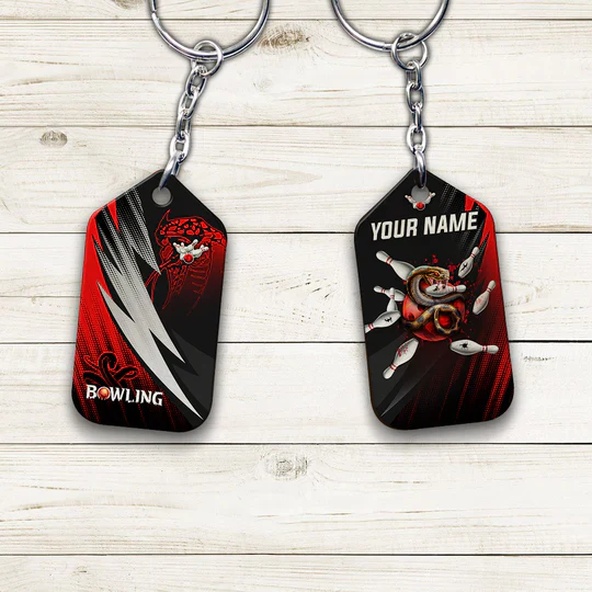 Personalized Name Strike Bloody Snake Bowling Ball On Fire Acrylic Keychain - Christmas Gift For Bowling Lovers, Bowling Players, Family, Friends - Image 5