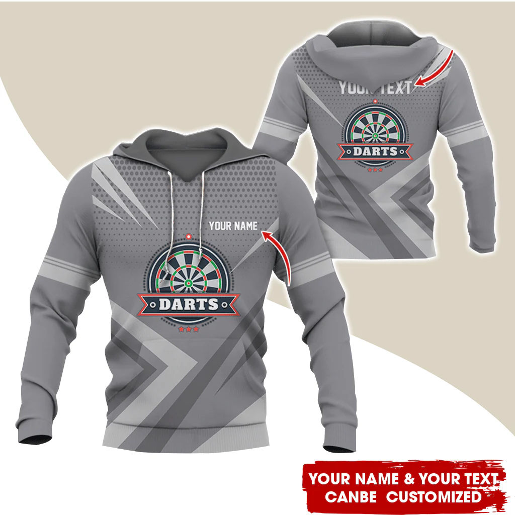 Personalized Name & Text Darts Premium Hoodie, 3 Star Darts Pattern Hoodie, Perfect Gift For Darts Lovers, Friend, Family - Image 2