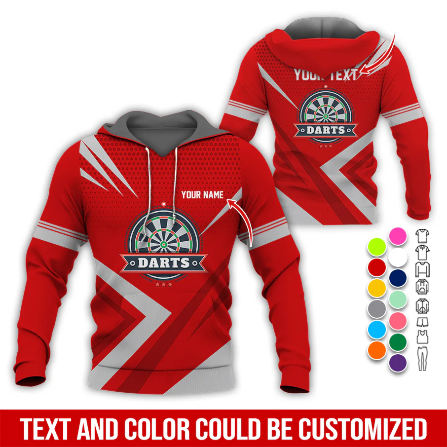 Personalized Name & Text Darts Premium Hoodie, 3 Star Darts Pattern Hoodie, Perfect Gift For Darts Lovers, Friend, Family - Image 3