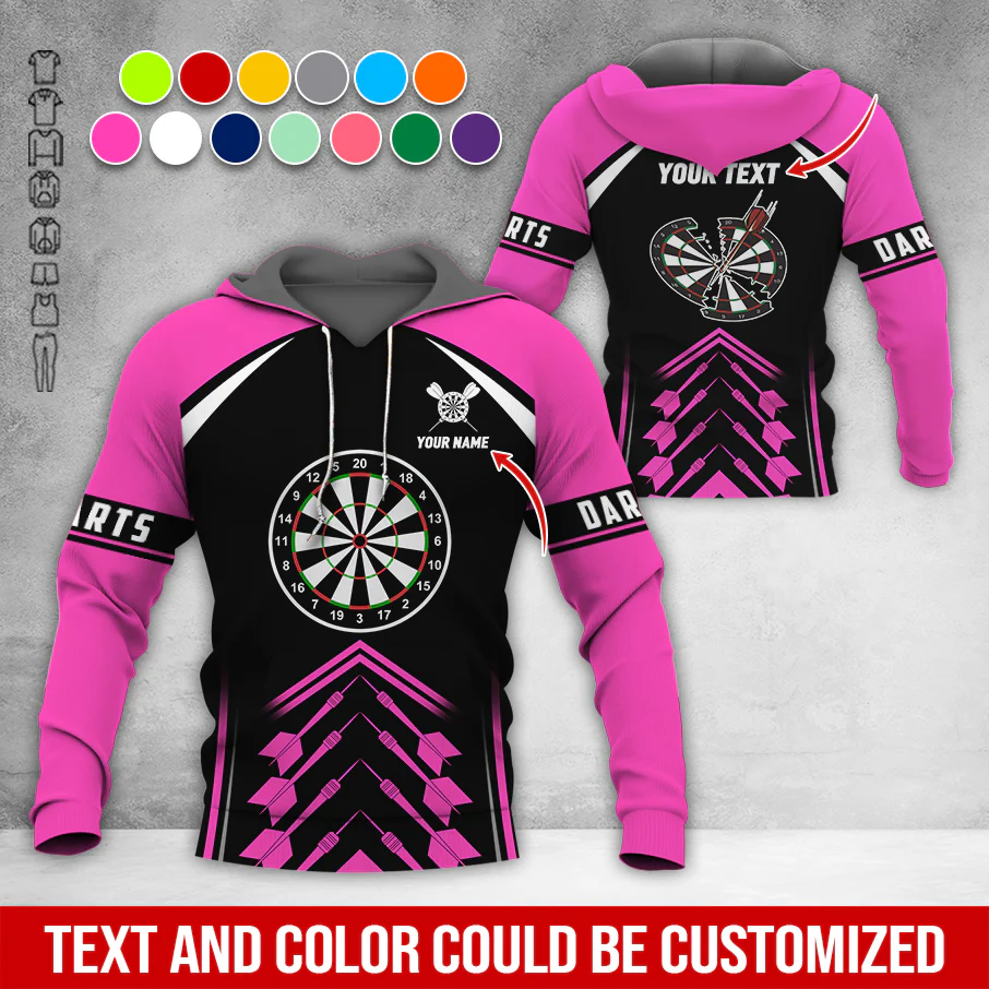 Personalized Name & Text Darts Premium Hoodie, Broken Darts Pattern Hoodie, Perfect Gift For Darts Lovers, Friend, Family - Image 10