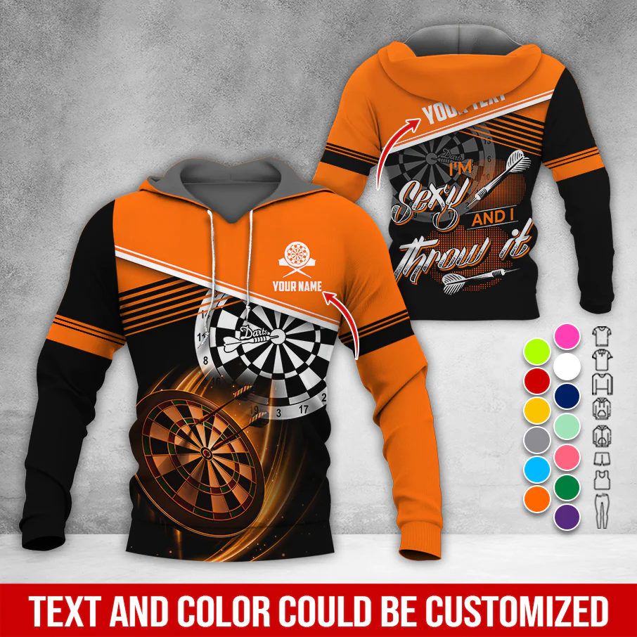 Personalized Name & Text Darts Premium Hoodie, I'm Sexy And I Throw It Darts Hoodie, Perfect Gift For Darts Lovers, Friend, Family - Image 10