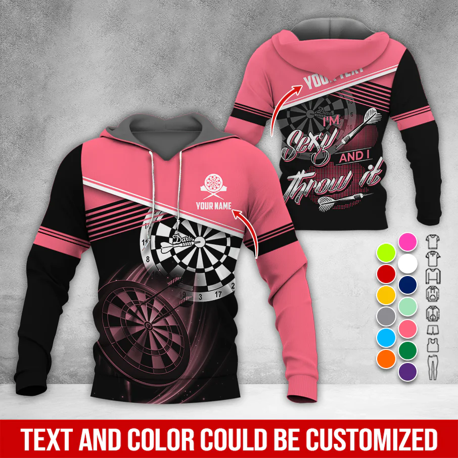 Personalized Name & Text Darts Premium Hoodie, I'm Sexy And I Throw It Darts Hoodie, Perfect Gift For Darts Lovers, Friend, Family - Image 11