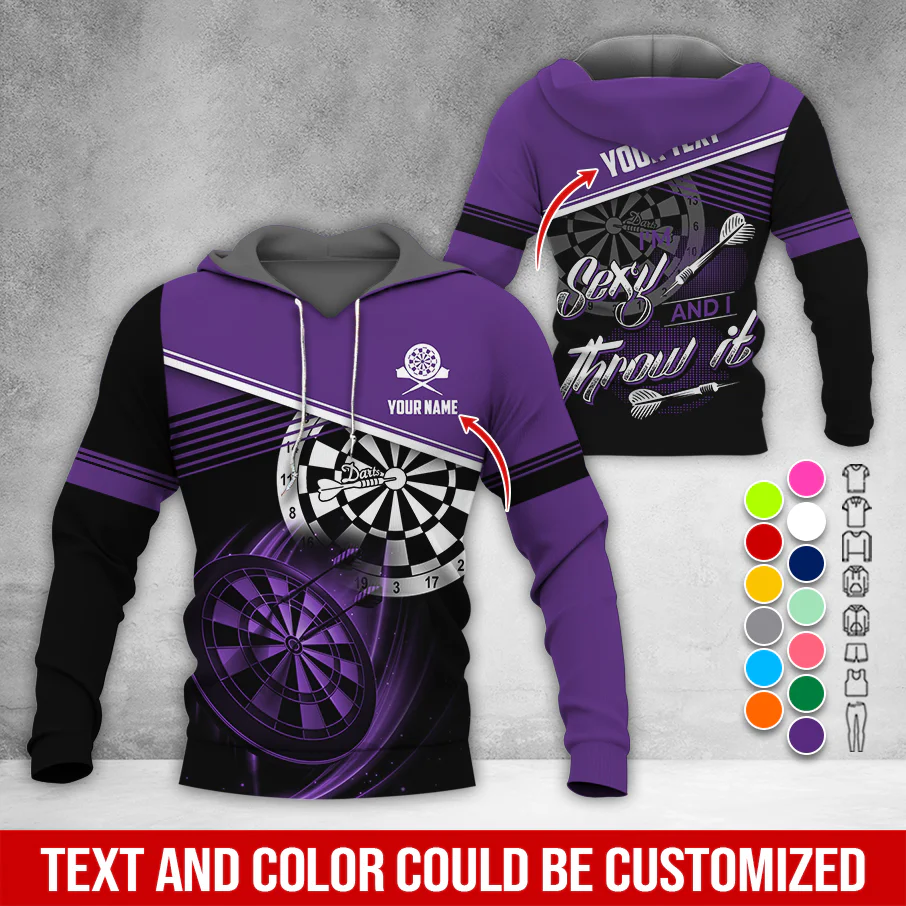 Personalized Name & Text Darts Premium Hoodie, I'm Sexy And I Throw It Darts Hoodie, Perfect Gift For Darts Lovers, Friend, Family - Image 12