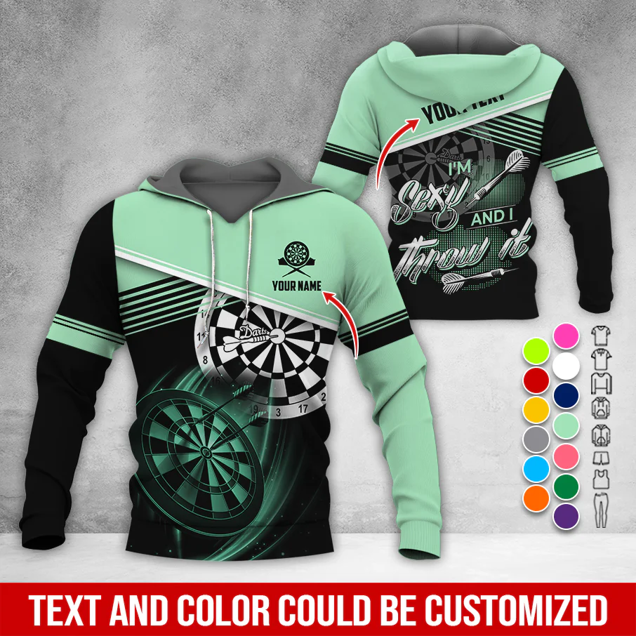 Personalized Name & Text Darts Premium Hoodie, I'm Sexy And I Throw It Darts Hoodie, Perfect Gift For Darts Lovers, Friend, Family - Image 4
