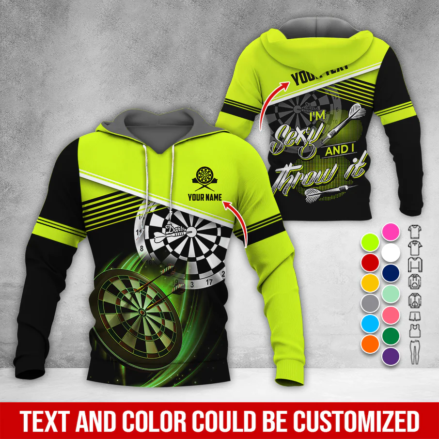Personalized Name & Text Darts Premium Hoodie, I'm Sexy And I Throw It Darts Hoodie, Perfect Gift For Darts Lovers, Friend, Family - Image 7