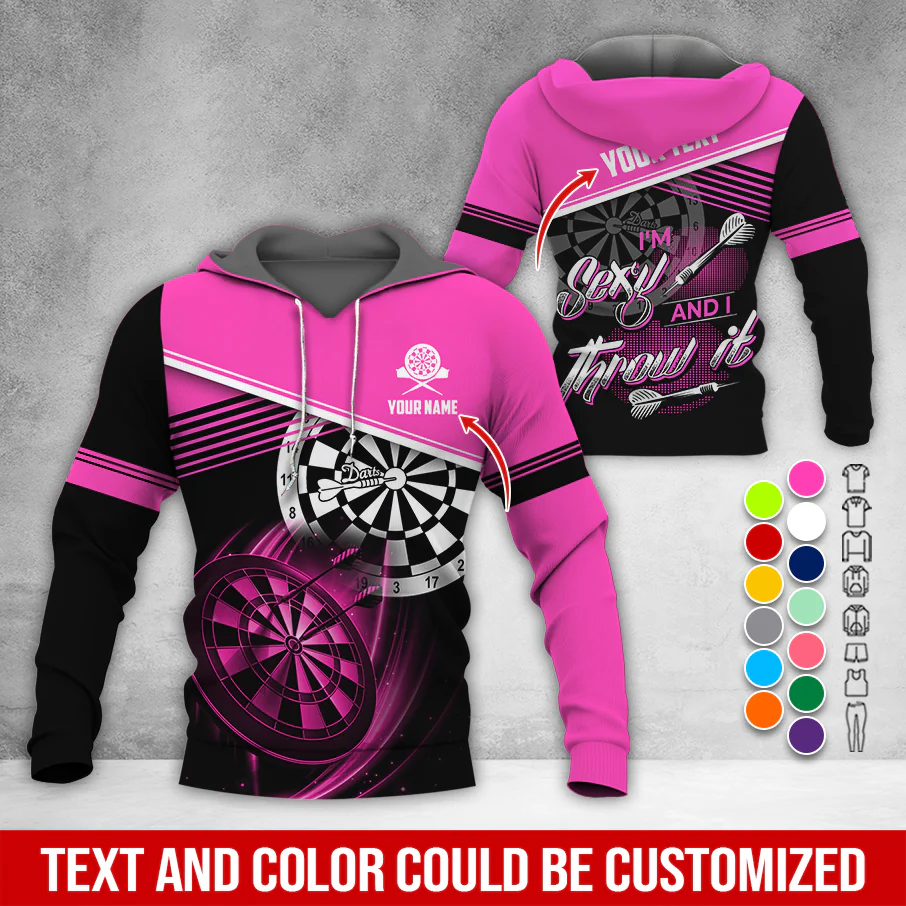 Personalized Name & Text Darts Premium Hoodie, I'm Sexy And I Throw It Darts Hoodie, Perfect Gift For Darts Lovers, Friend, Family - Image 9