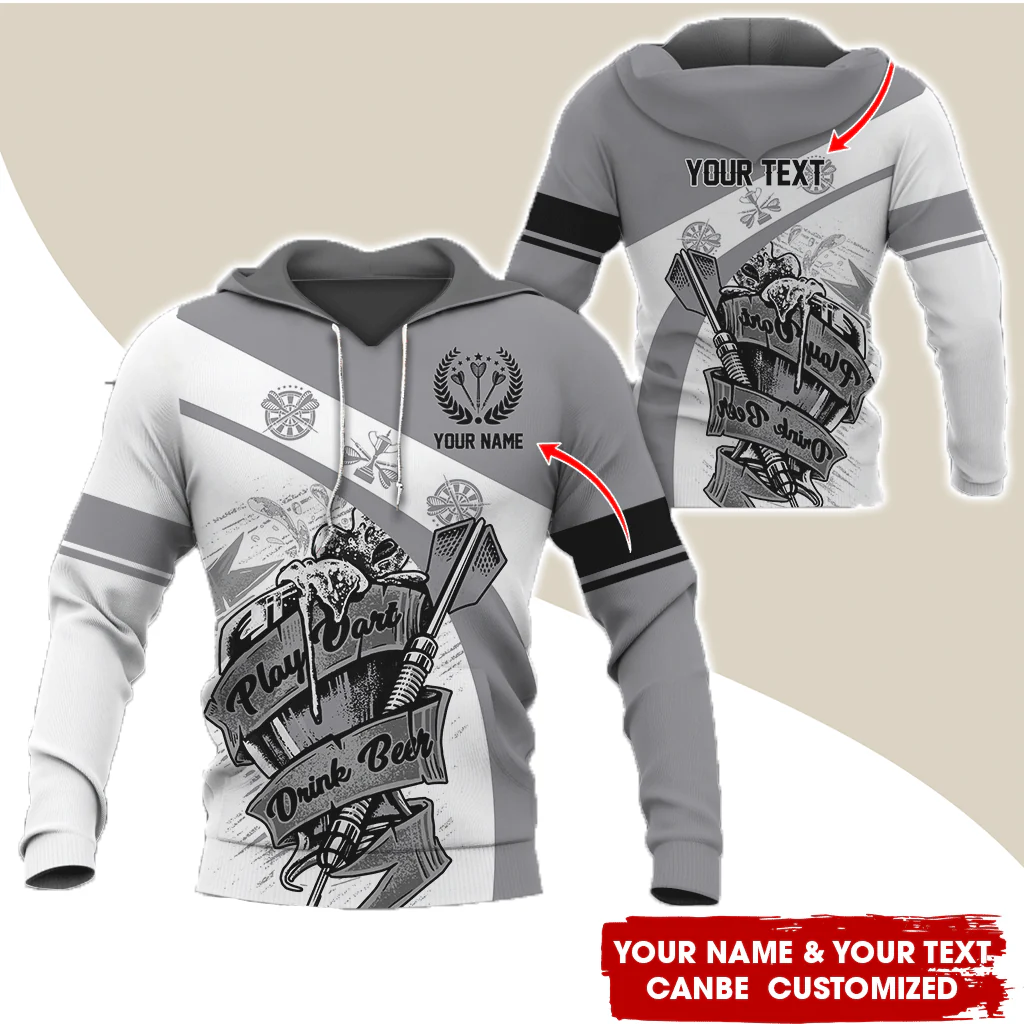 Personalized Name & Text Darts Premium Hoodie, Play Darts Drink Beer Hoodie, Perfect Gift For Darts Lovers, Friend, Family - Image 2