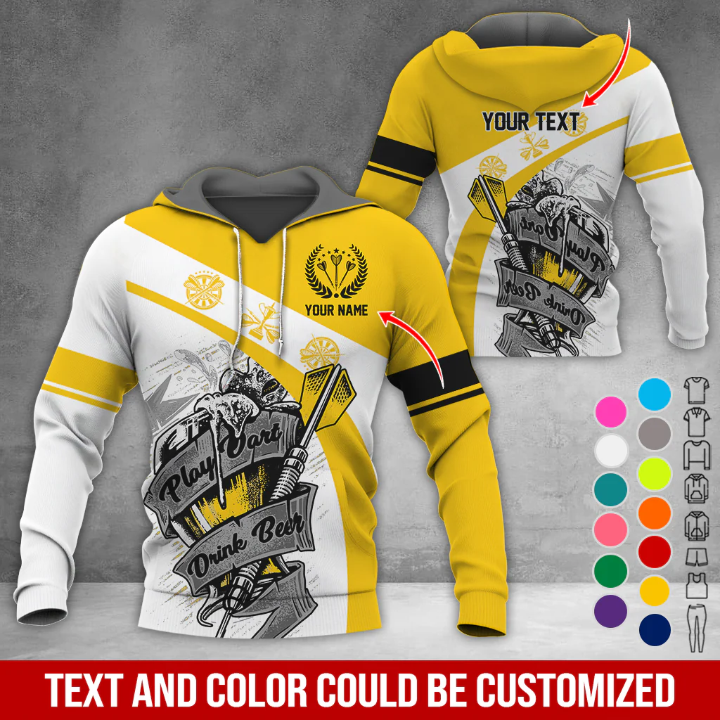 Personalized Name & Text Darts Premium Hoodie, Play Darts Drink Beer Hoodie, Perfect Gift For Darts Lovers, Friend, Family - Image 4