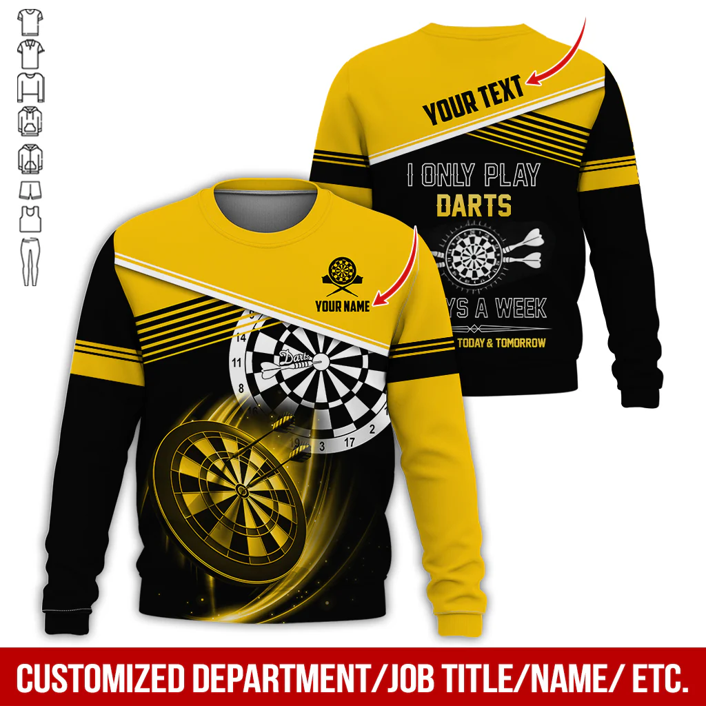 Personalized Name & Text Darts Sweatshirt, Customized I Only Play Darts Sweatshirt For Men & Women - Gift For Darts Lovers, Darts Players - Image 3