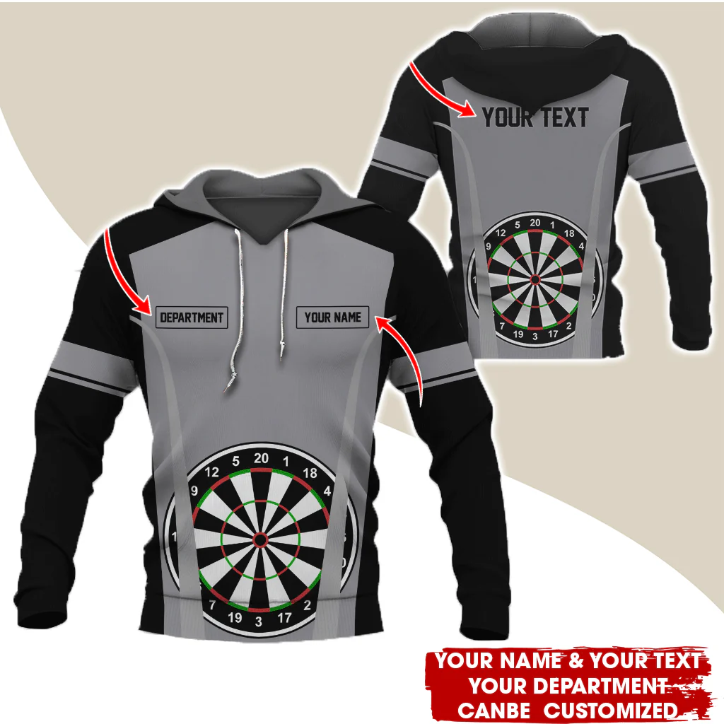 Personalized Name, Text & Department Darts Premium Hoodie, Play Darts Pattern Hoodie, Perfect Gift For Darts Lovers, Friend, Family - Image 2