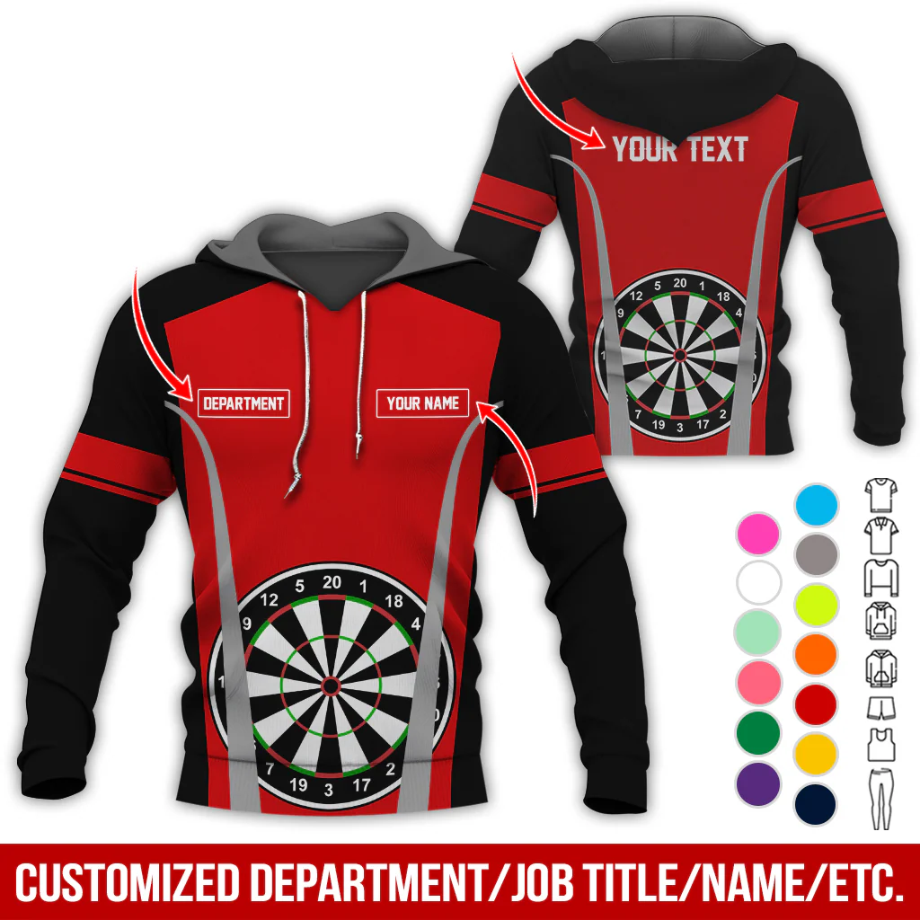 Personalized Name, Text & Department Darts Premium Hoodie, Play Darts Pattern Hoodie, Perfect Gift For Darts Lovers, Friend, Family - Image 3