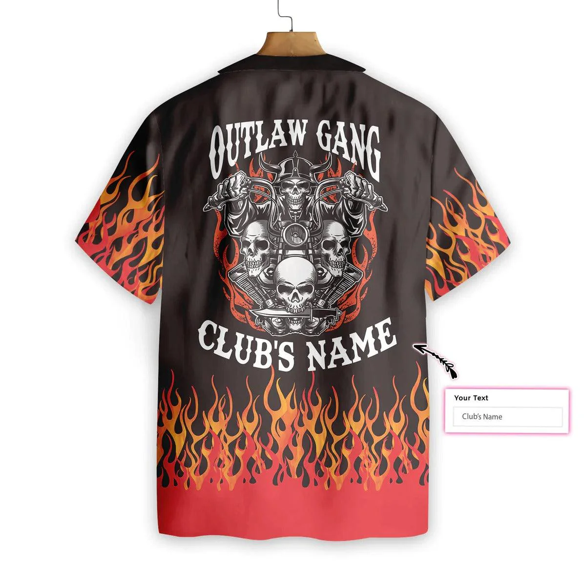 Personalized Outlaw Motorcycle Gang Hawaiian Shirt, Motorcycle Hawaiian Shirt, Skull Aloha Shirt For Men Women, Perfect Gift For Husband, Wife, Friend, Family - Image 2