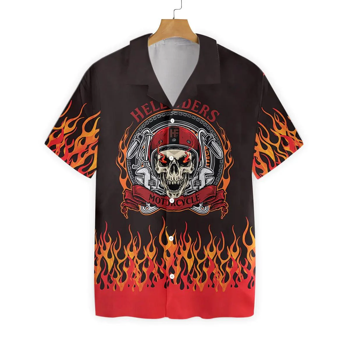 Personalized Outlaw Motorcycle Gang Hawaiian Shirt, Motorcycle Hawaiian Shirt, Skull Aloha Shirt For Men Women, Perfect Gift For Husband, Wife, Friend, Family - Image 3