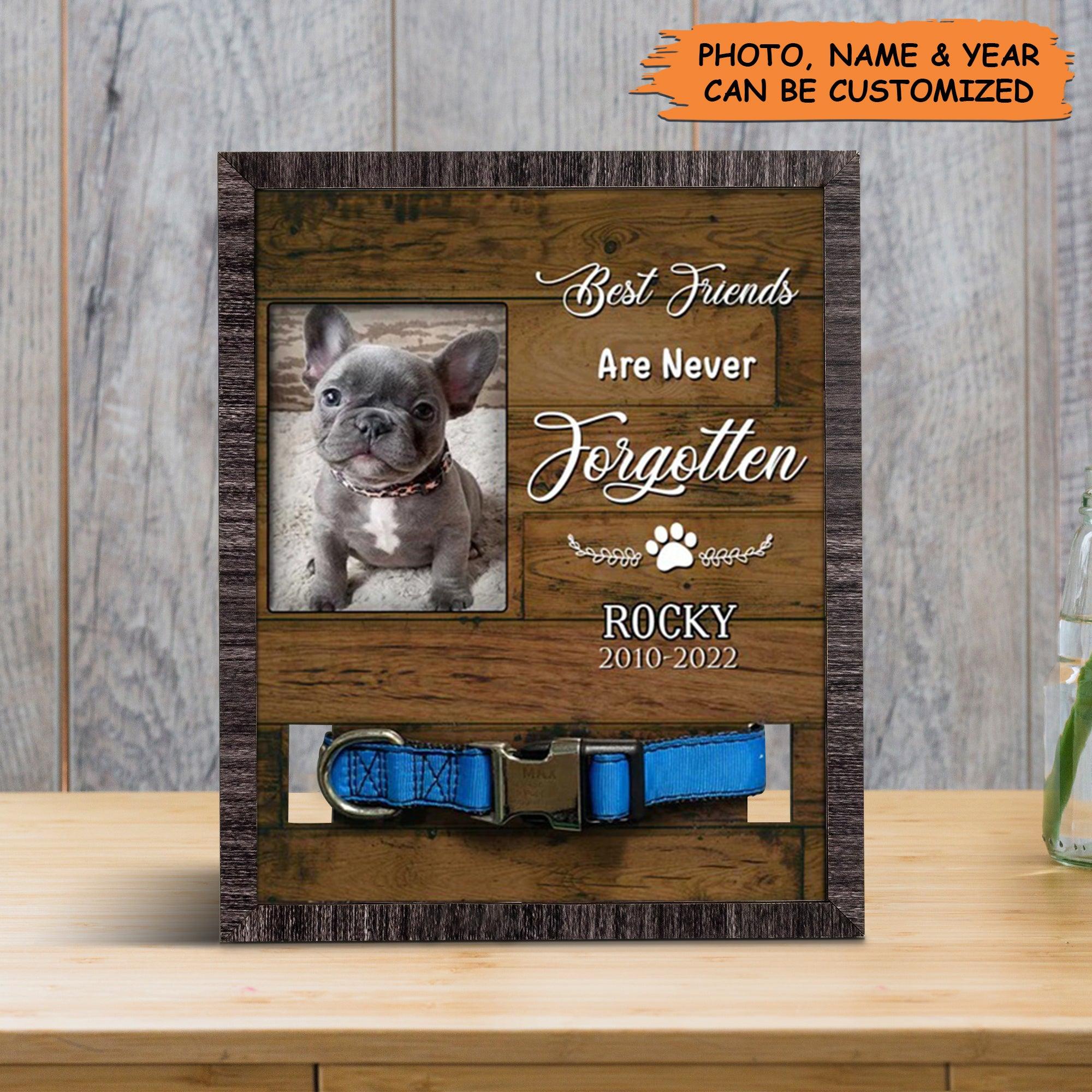 Personalized Pet Collar Frame - French Bulldog Dog Photo Keepsake, Pet Loss Sympathy, Custom Memorial Pet Collar Sign - Gift For Grieving Pet Owner