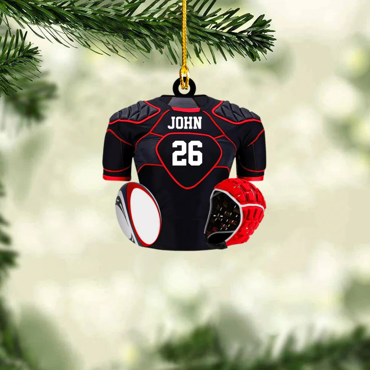 Personalized Rugby Gear Flat Acrylic Ornament, Meaningful Ornament Gifts For Rugby Players, Son, Grandson - Image 3