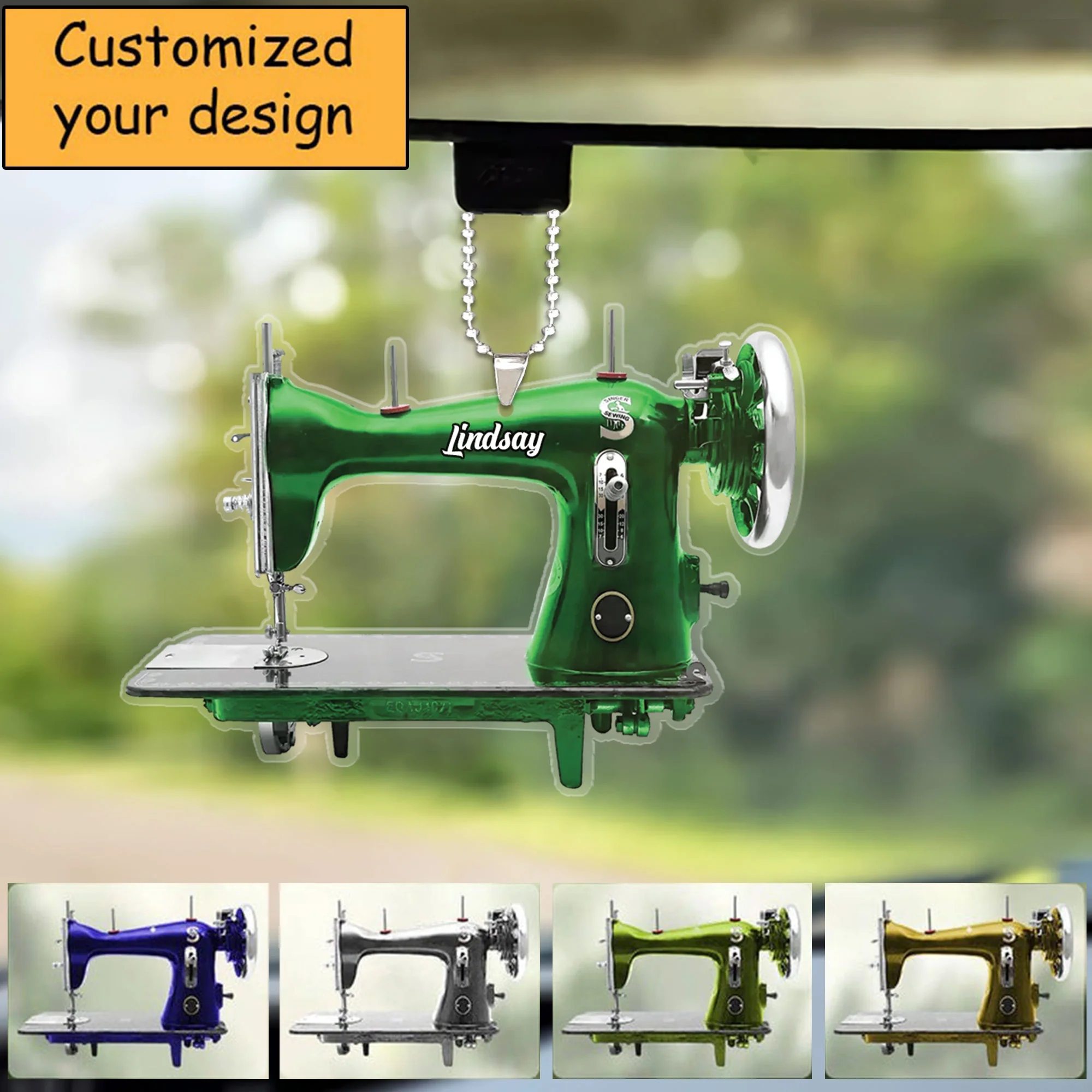 Personalized Sewing Machine Christmas Car Ornament, Custom Shape Car Ornament, Sewing Lover Car Ornament Christmas - Image 2