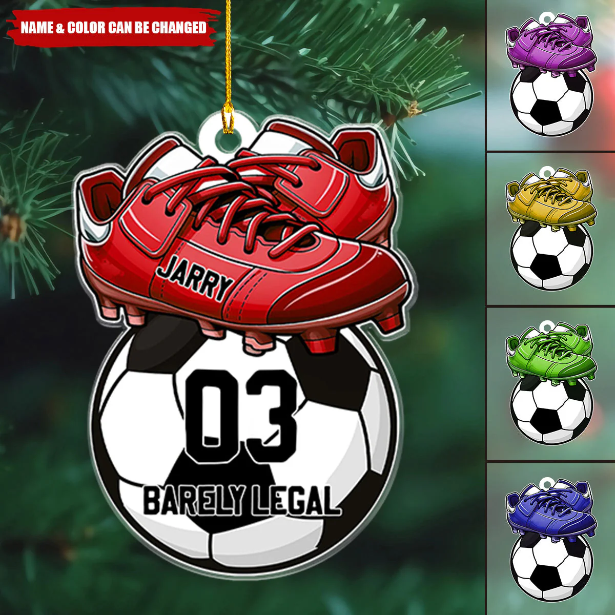 Personalized Shoes On Soccer Flat Acrylic Ornament, Christmas Ornament Gift For Friends Family Son Daughter, Soccer Lovers - Image 2