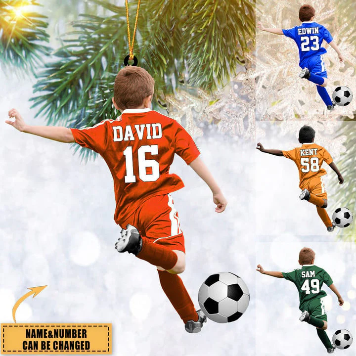 Personalized Soccer Boy Christmas Acrylic Keychain, Gift For Soccer Lovers, Christmas Gifts - Image 3
