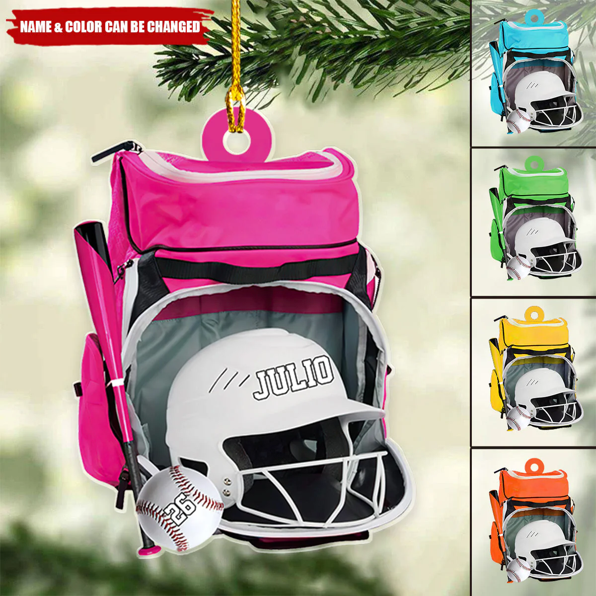Personalized Softball Bag Flat Acrylic Ornament, Christmas Ornament Gift For Friends Family Son Daughter, Softball Lovers - Image 2