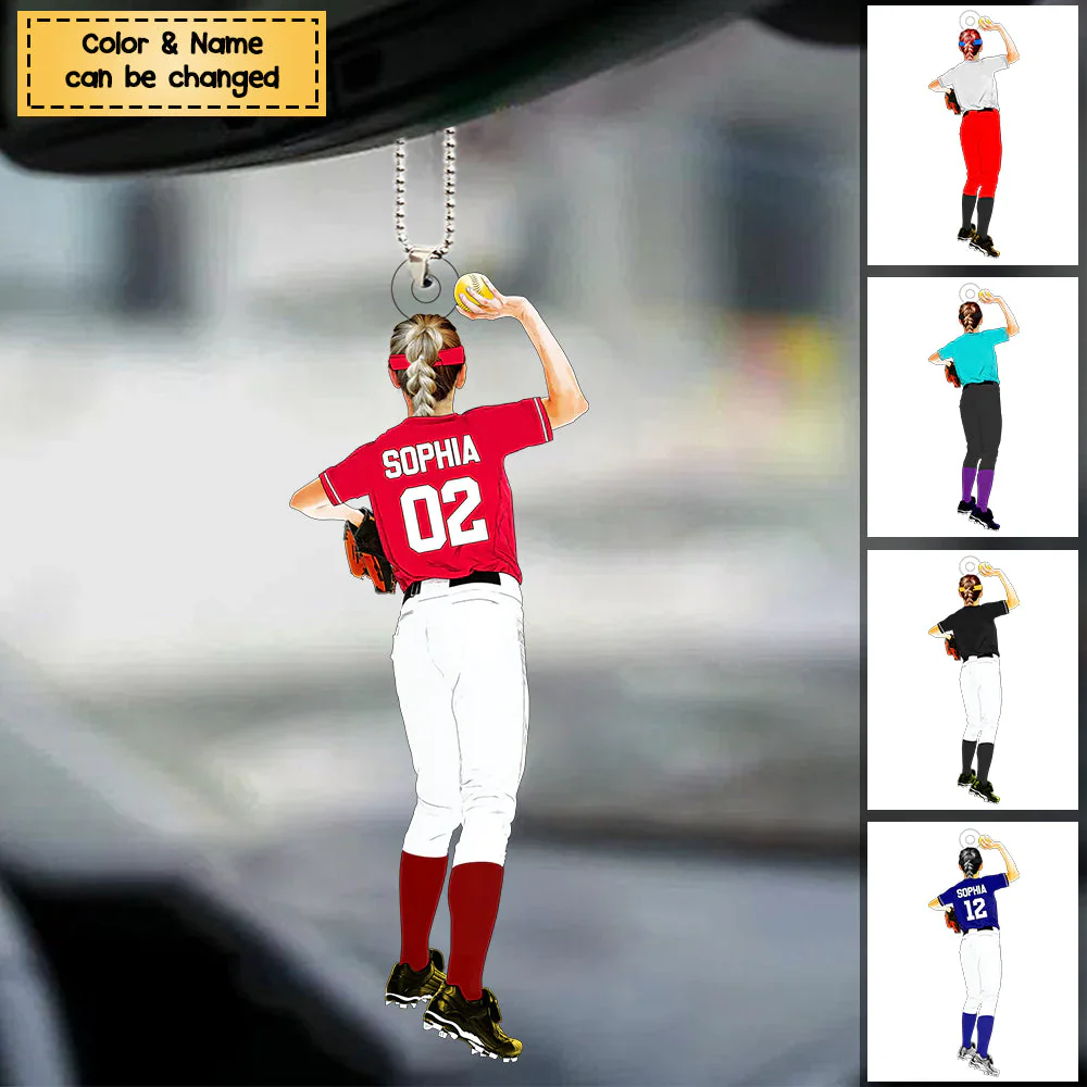 Personalized Solfball Players Christmas Acrylic Car Hanging Ornament Gift For, Daughter, Solfball Lovers - Gift For Baseball Fans - Image 2