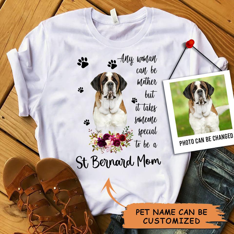 Personalized St Bernard Mom T Shirts, Happy Mother's Day From St Bernard For Humans, Women's St Bernard Gifts St Bernard Cute StBernard Puppy T Shirts