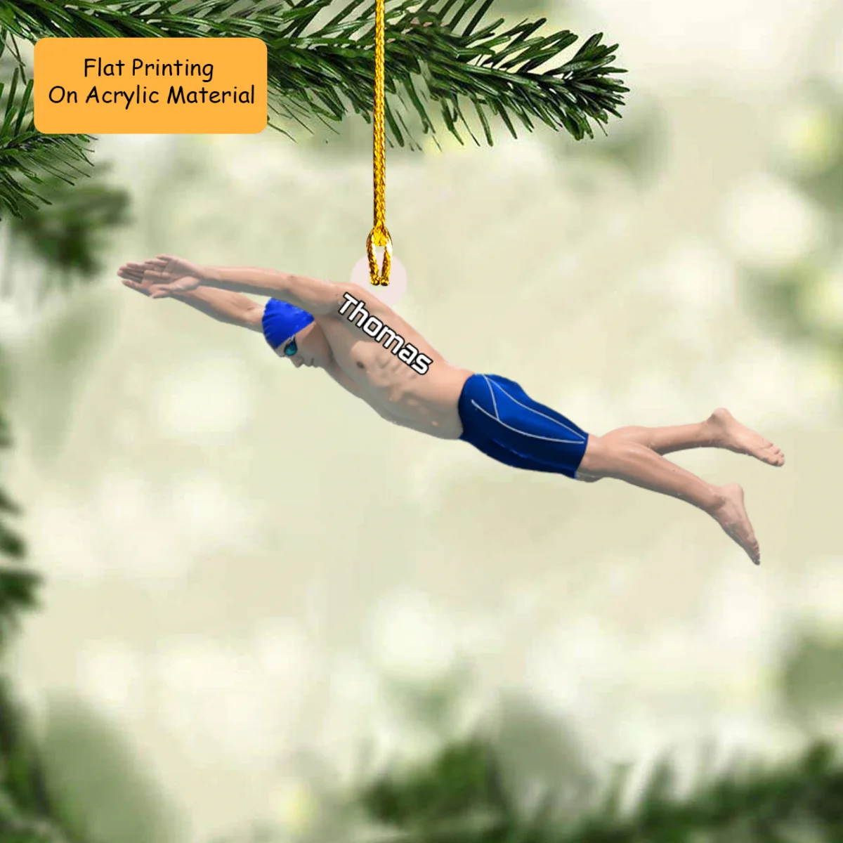 Personalized Swimmer Moment Flat Acrylic Ornament, Christmas Ornament Gifts For Son, Daughter, Grandson, Granddaughter - Image 3