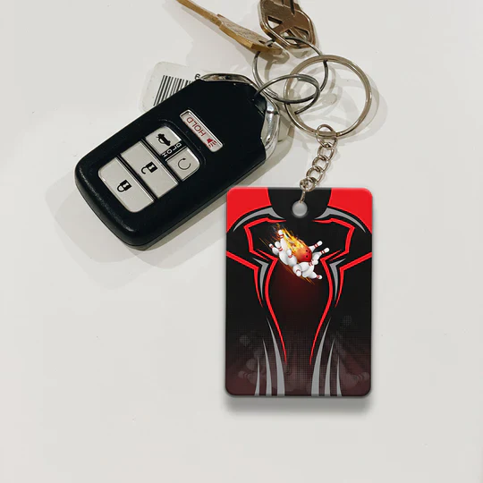 Personalized The Red Bowling Ball Crashing The Pins Acrylic Keychain - Christmas Gift For Bowling Lovers, Bowling Team, Family, Friends - Image 4