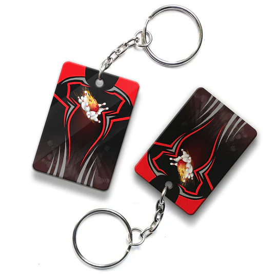 Personalized The Red Bowling Ball Crashing The Pins Acrylic Keychain - Christmas Gift For Bowling Lovers, Bowling Team, Family, Friends - Image 7