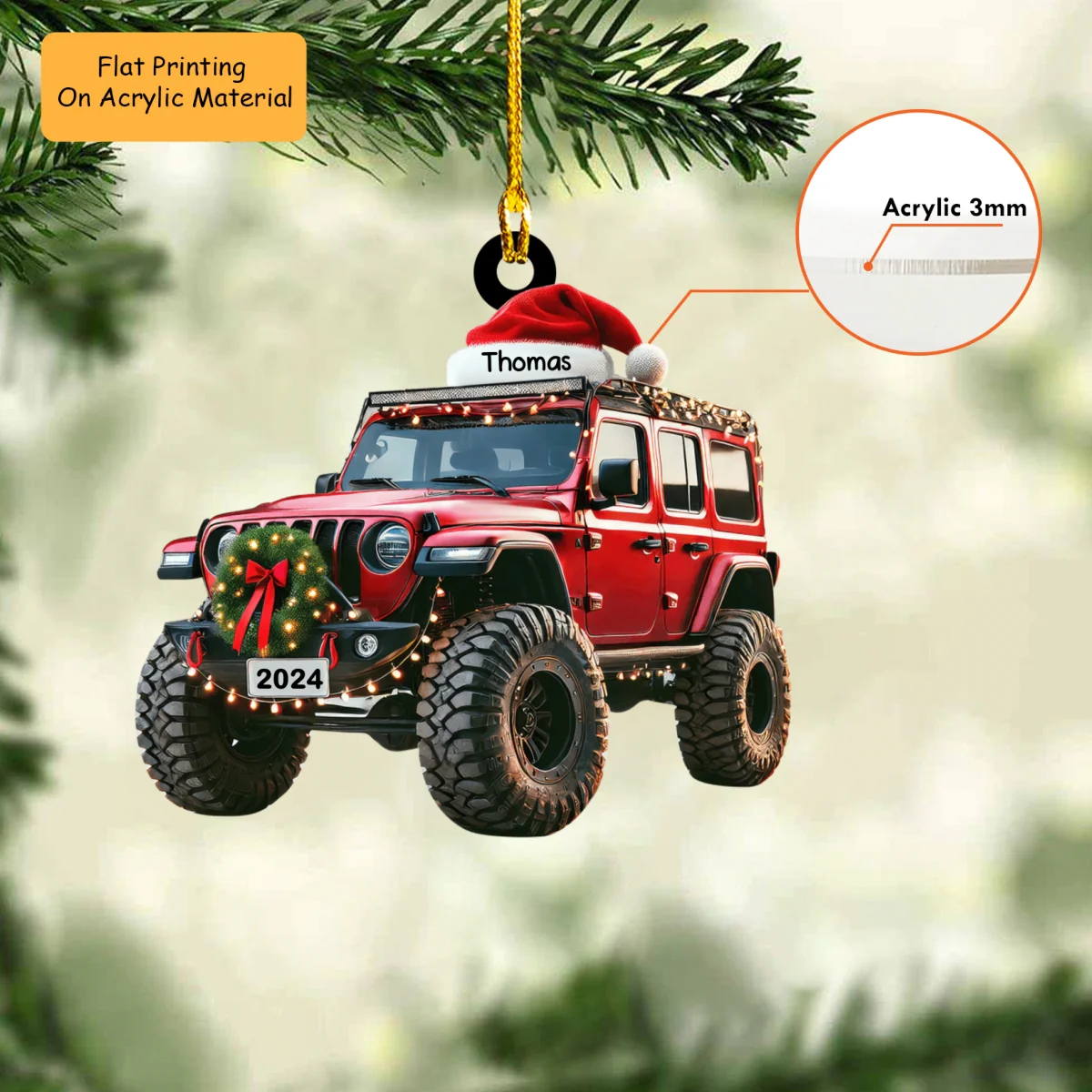 Personalized Wrangler Off-road Car Flat Acrylic Ornament, Meaningful Ornament Gifts For Family, Friends, Off-road Lovers - Image 3