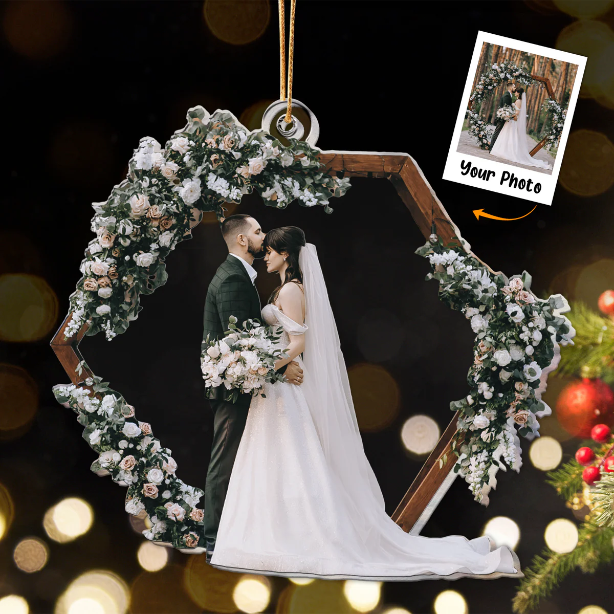 Personlized Acrylic Photo Ornament, Couple Wedding Ornament For Couper, Best Christmas Gift For Christmas, Friends, Family - Image 3