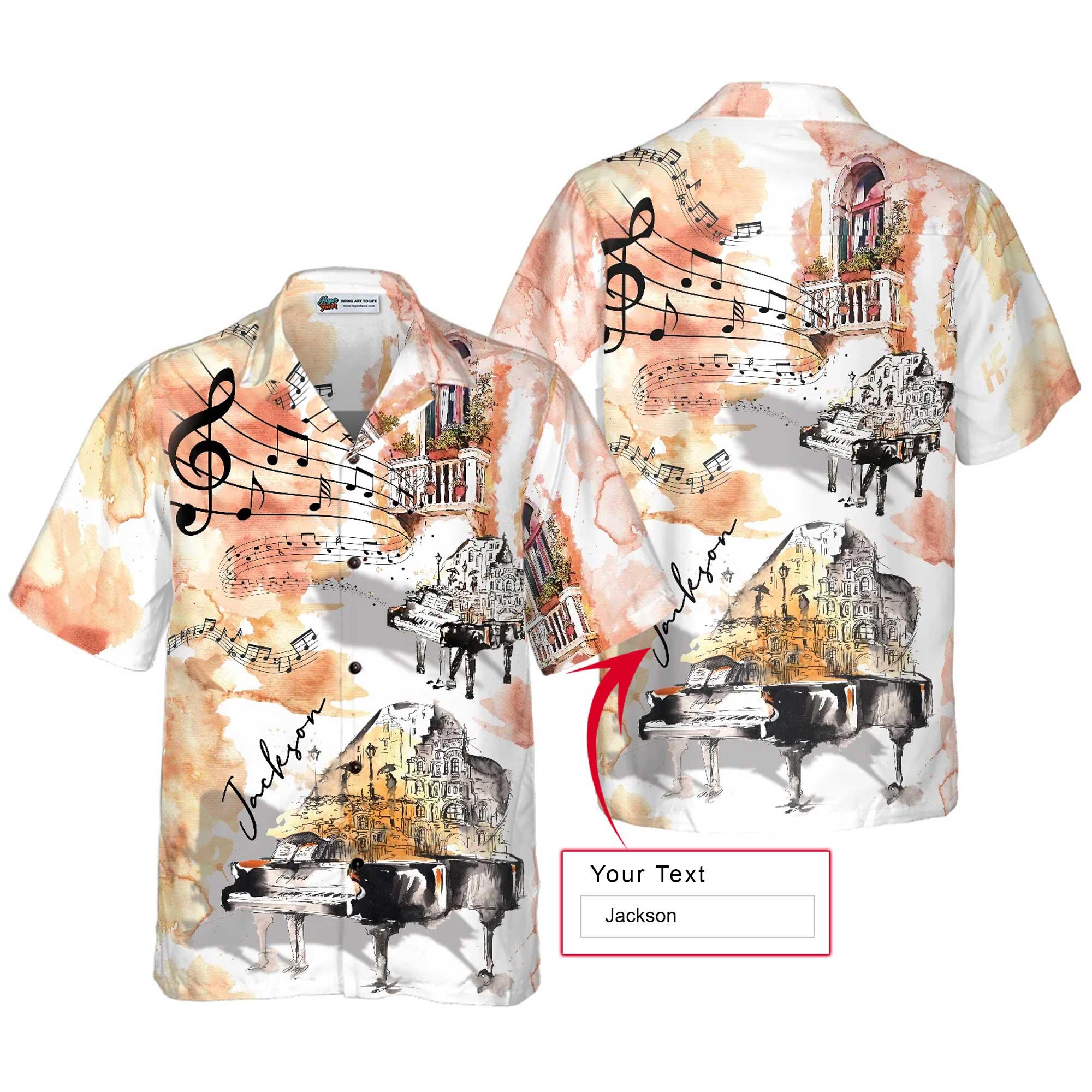 Piano Hawaiian Shirt Custom Name, Piano The Sound Of Life Personalized Colorful Summer Aloha Shirt For Men Women, Gift For Friend, Team, Piano Lover