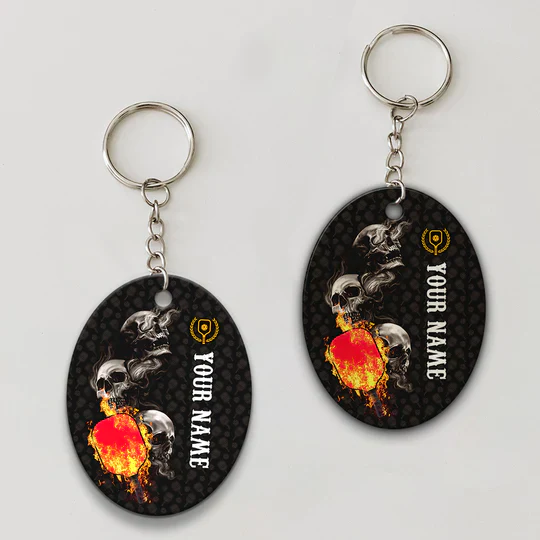 Pickleball Skull Hello Darkness My Old Friend Personalized Name Pickleball Acrylic Keychain - Christmas Gift For Pickleball Lovers, Pickleball Players - Image 4