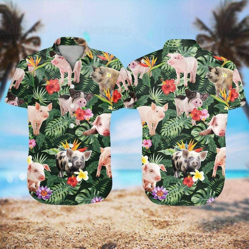 Pig Aloha Hawaiian Shirt - Baby Pig Hawaiian Shirt, Tropical Flower Pattern Hawaiian Shirt For Men & Women, Pig Lover