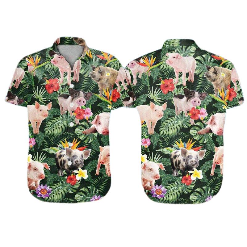 Pig Aloha Hawaiian Shirt - Baby Pig Hawaiian Shirt, Tropical Flower Pattern Hawaiian Shirt For Men & Women, Pig Lover - Image 2