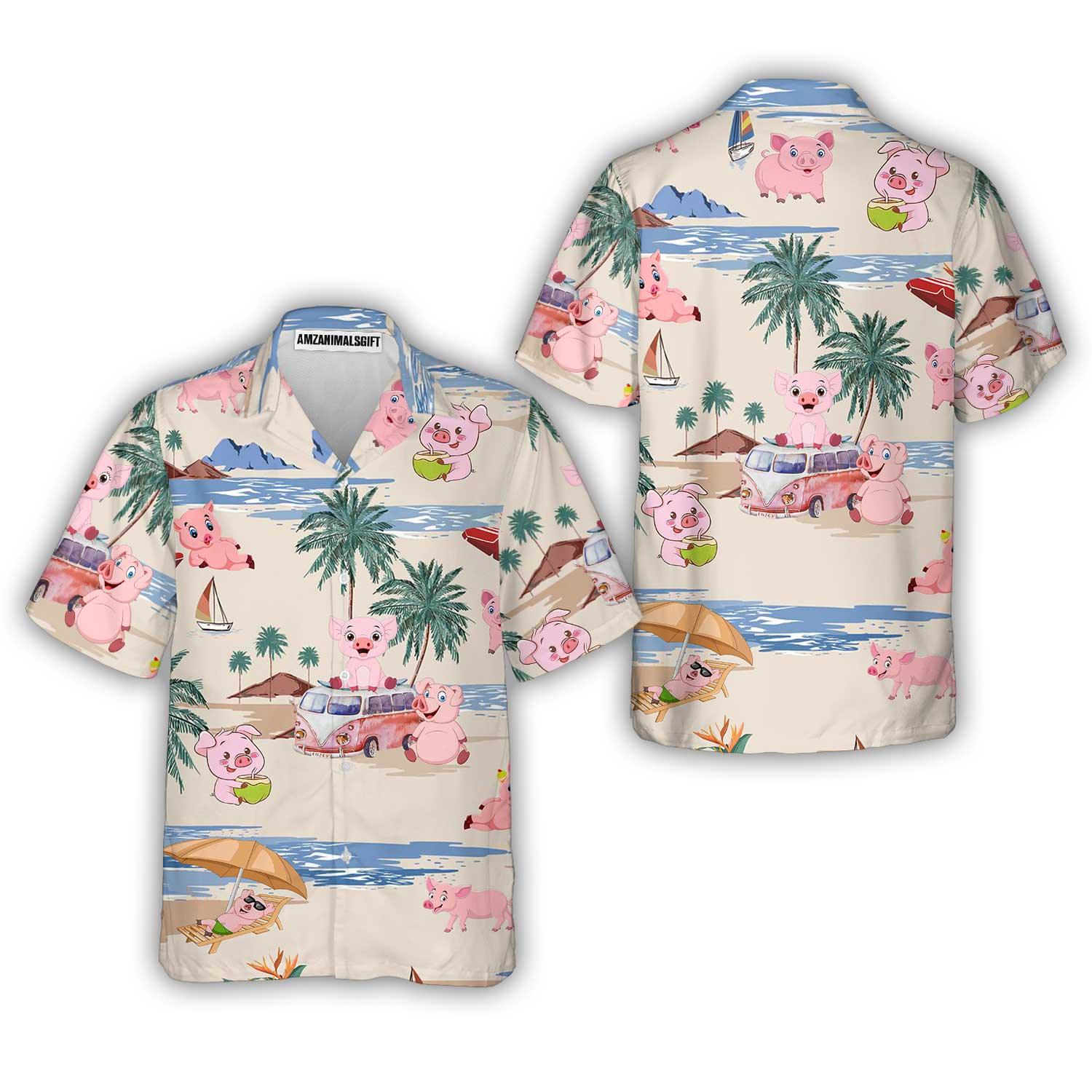 Pig Aloha Hawaiian Shirt, Pig Beach Pattern Hawaiian Shirt, Pig Aloha Hawaii Shirt For Summer - Perfect Gift For Men, Women, Pig Lover, Friend, Family