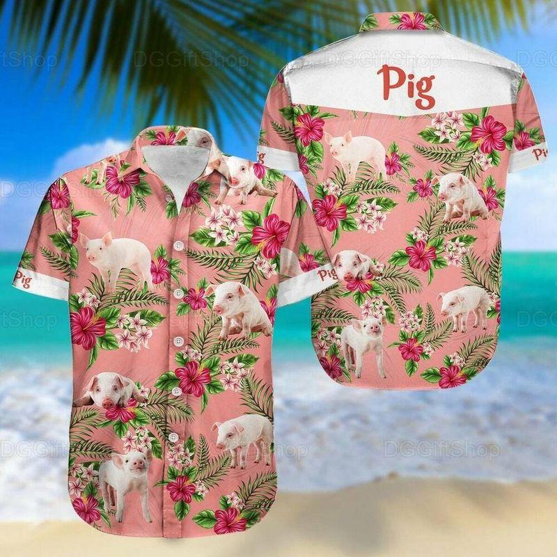 Pig Aloha Hawaiian Shirt - Pink Baby Pig Hawaiian Shirt, Hibiscus Tropical Pattern Hawaiian Shirt For Men & Women, Pig Lover
