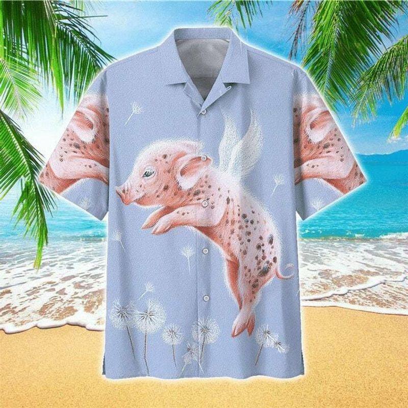 Pig Aloha Hawaiian Shirt - Winged Pig Flying Hawaiian Shirt, Dandelion Flower Hawaiian Shirt For Men & Women, Pig Lover