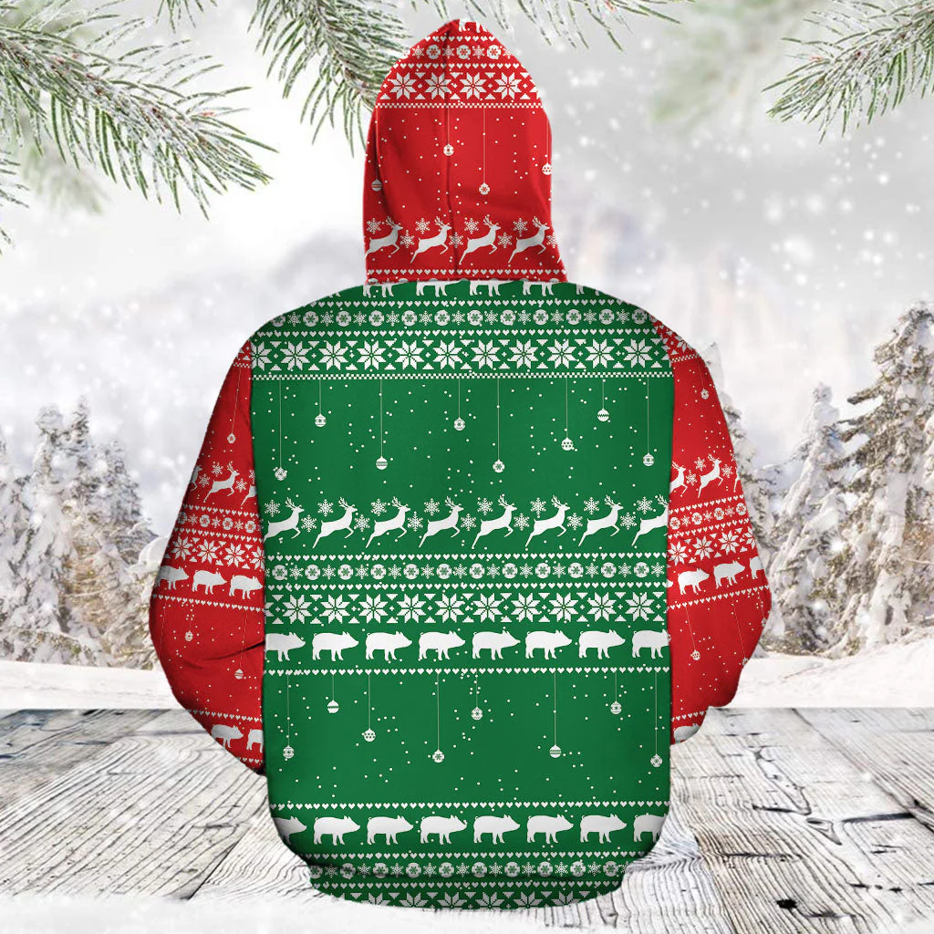 Pig Christmas Pullover Premium Hoodie I'm A Pigholic, Perfect Outfit For Men And Women On Christmas New Year Autumn Winter - Image 2