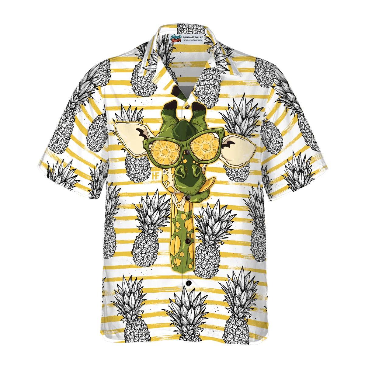 Pineapple And Giraffe Hawaiian Shirt, Giraffe Hawaiian Shirt, Tropical Pineapple Aloha Shirt, - Perfect Gift For Men, Women, Friend, Family - Image 2